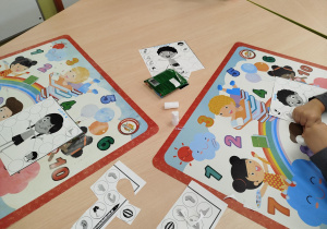 Dziecko przykleja w odpowiednie miejsce daną część ciała