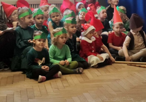 zdjęcie grupowe dzieci z grupy II - choinki i krasnale