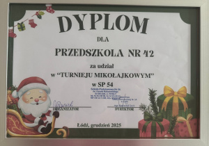 Dyplom za udział w turnieju